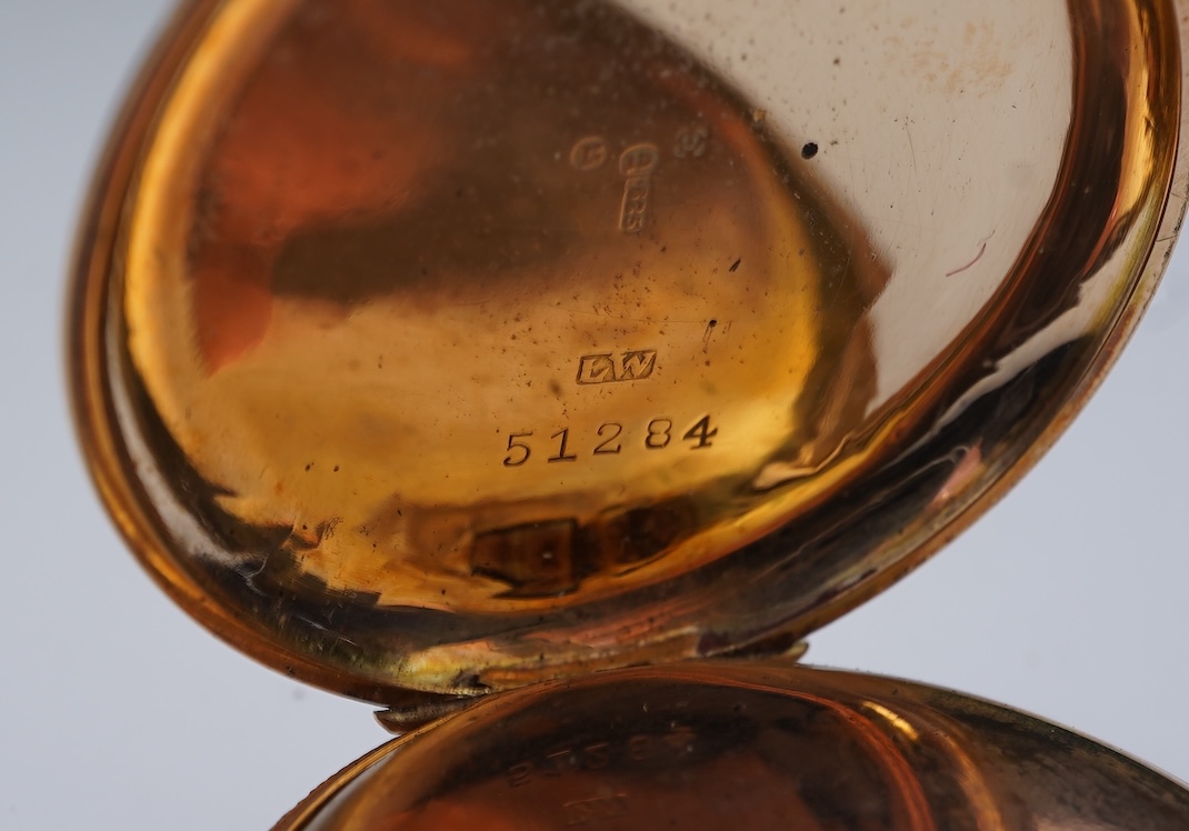A 15ct gold open-faced pocket watch, circa 1912